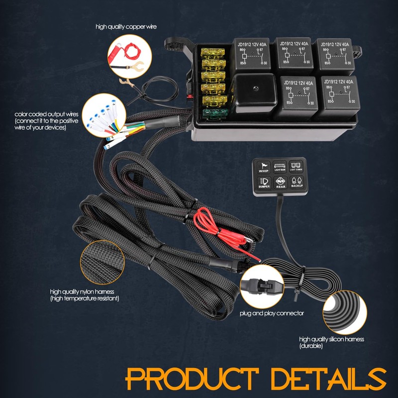 6 Gang Switch Panel, Nirider 12V Universal Circuit Control System