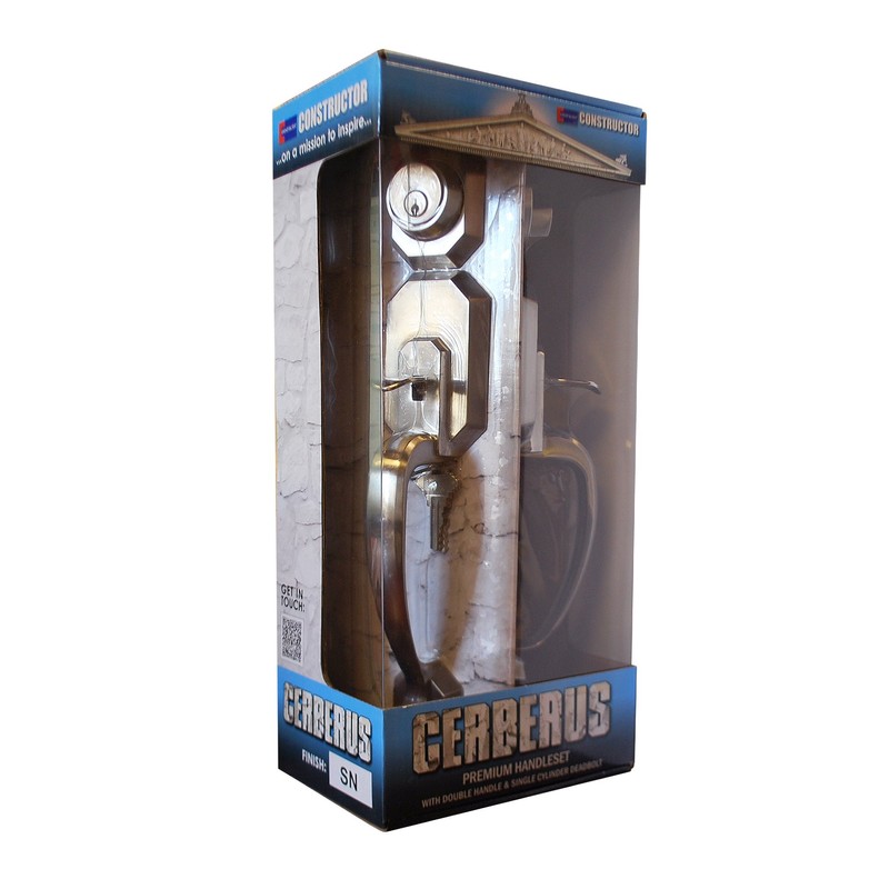 Constructor CON-CER-SN Cerberus Entry Handle Set Door Lock Lever, Satin