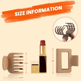 DEPOKA DEPOKA Matte Hair Clips for Women Girls - 2" Rectangle & 1.6" Double Row Teeth Small Jaw Clips, Non-Slip Design for Thin/Fine Hair (White, Khaki, Brown, Black)