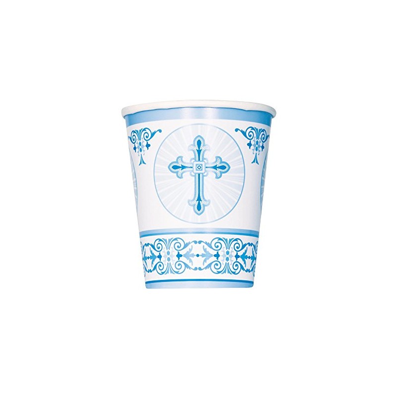 Unique Party 43826 - Radiant Cross Blue Religious Paper Cups,