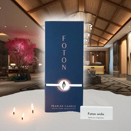 Foton Pearled Candle - Scented White:_MISTY MONTE - Sandalwood & Jasmine