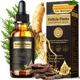 Folivive Hair Growth Serum Oil for Women, 100% Veganic Natural Herbal Extracts, Root Revive Visibly Thickening Fuller Hair, Follicle Stimulator Scalp Serum for Hair Loss/Shedding,Thin, Dry & Damaged Treatment