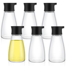 Suclain 6 Pcs Soy Sauce Dispenser Leakproof Cruet Dispenser Set Oil and Vinegar Dispenser Set Small Sauce Bottles Glass Soy Sauce Container with Lid for Kitchen Cooking Barbecue, Black