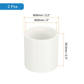 sourcing map 50mm PVC Pipe Coupling Adapter, 2 Pcs Pipe Fittings Slip Socket Connectors for DIY PVC Shelf Garden Support Structure Storage Shelf, White