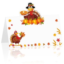 25 PCS Thanksgiving Table Place Cards, 3.5 x 2 Inch Turkey Themed Tent Place Cards for Table Setting, Festive Thanksgiving Day Name Cards, Autumn Fall Harvest Design for Holiday Dinner Party Supplies