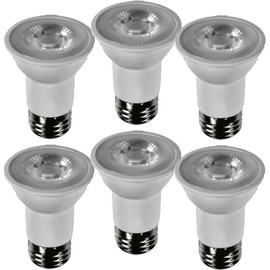 Diodesy- PAR16 LED Long Neck Flood Light Bulb 6.5W 500 Lumen E26 Medium Base 5000K Bright White Ideal for Track & Recessed Spot Light Bulbs 120V CRI80 40° Beam Angle Dimmable White Finish Pack of 6