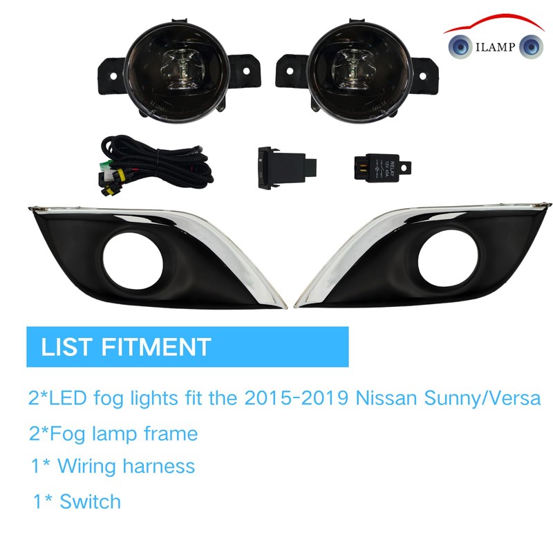 ILAMP Fog Lamps Assembly with LED Compatible with 2015-2019 Nissan