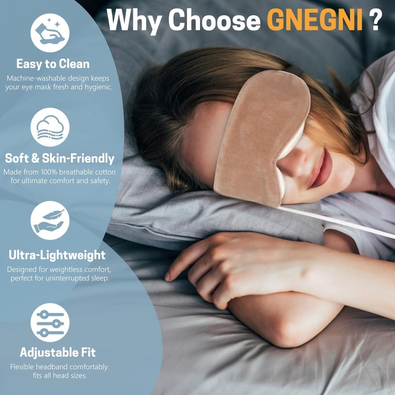 GNEGNI LIFE Heated Eye Mask,Smart Temperature&Timer Control, USB Soft Cotton