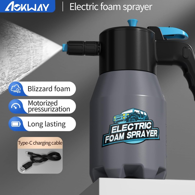 aokway Electric Foam Sprayer Car Wash, Pump Sprayer Battery Powered