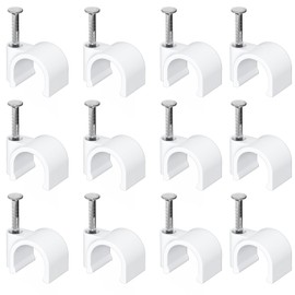 Jadaol 8mm Wide Design Cable Clips with Nails for Round Ethernet Cables, Cord Clips for Wall, Nail-in Wire Tacks for Cat5/Cat6/Cat7 RJ45 Cable, Coaxial, TV, Speaker, Electrical Wire, 100 Pack