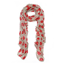 Cherry Blossom Sakura Floral Fashion Scarf Wrap, Taupe