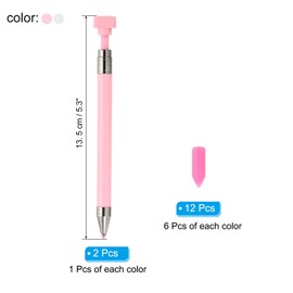PATIKIL Diamond Art Pen with Wax, 2 Pcs Fine Point Diamond Art Accessories Refillable Wax Pen with 12 Pcs Wax for Diamond Art Nail DIY Craft, Pink and White