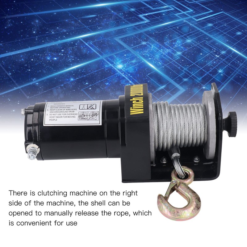 Electric Winch, 24V 2000LBS Load Capacity Electric Steel Cable ATV