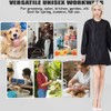 Dog Grooming Smock Long Sleeves Water-Repellent Hair-Proof (Black, M)