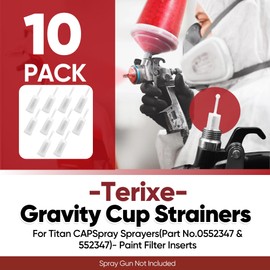 Terixe 10-Pack Replacement Gravity Cup Strainers for Titan CAPSpray Sprayers (Part No.0552347 & 552347) – Paint Filter Inserts