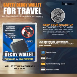 Fake Travel Decoy Wallet with 6 Realistic Fake Credit Cards - Pickpocket Safety