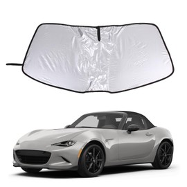 Windshield Sunshade for Mazda MX-5 Miata 2016-2024, Front Window Sun Shade, Foldable Reflective Sun Visor, Screen Shield Cover UV Blocker Protector HeatShield Keeps Your Vehicle Cool (White)