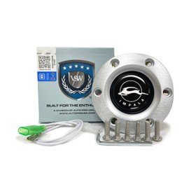 VSW S6 Brushed Horn Button Compatible with 6 Bolt Steering Wheel, Impala Emblem, STE1026BRU
