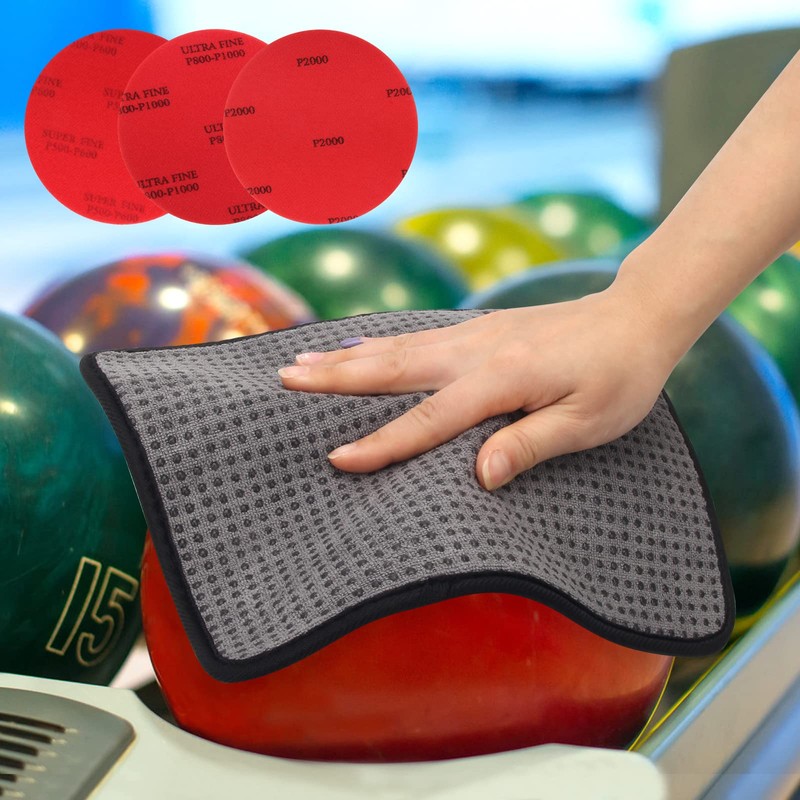 Windspeed 6+1 Pack Bowling Ball Sanding Pads with Bowling Towels,