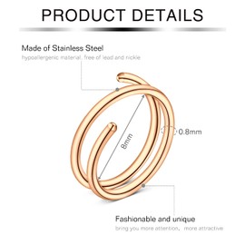 incaton 20G Double Hoop Nose Ring for Single Piercing 6Pcs,Silver/Rosegold/Gold/Black/Rainbow for Women Men