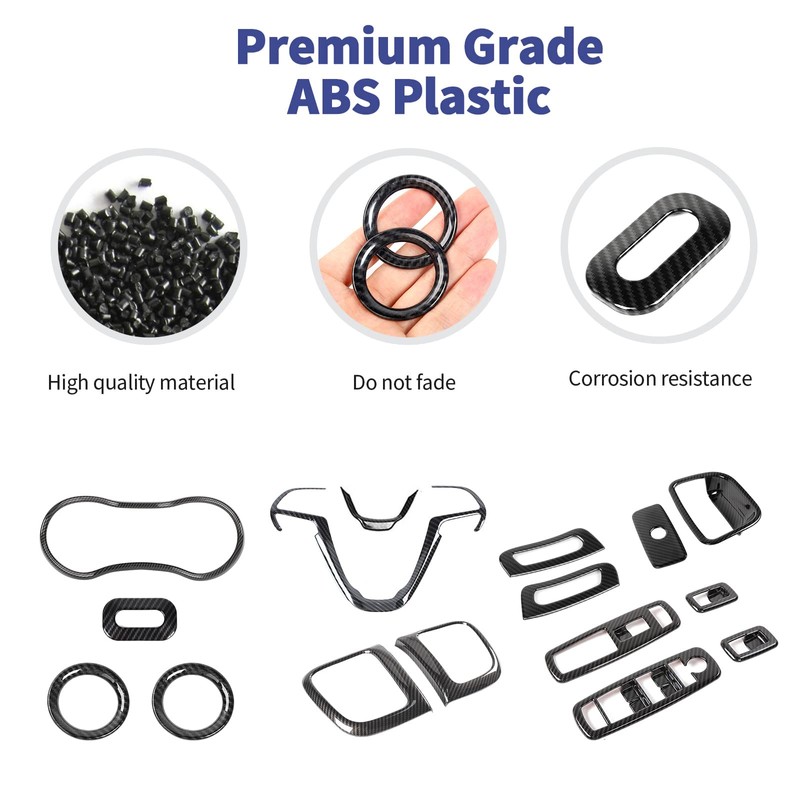 SQQP Carbon Fiber 16PCS Full Set Interior Trim Kit Compatible