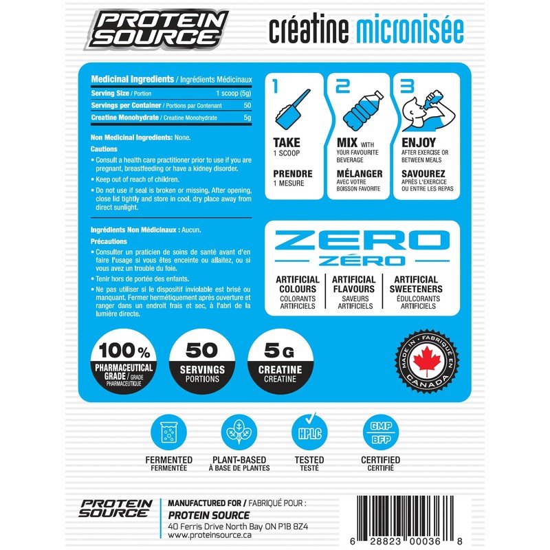 Protein Source Creatine Monohydrate Powder | Micronized 250 G -