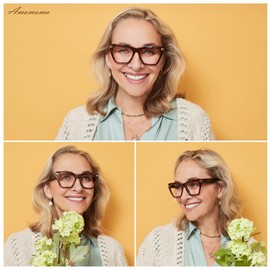 AMOMOMA Trendy Cat Eye Reading Glasses for Women Stylish Blue Light Blocking Computer Readers AM6171 Mix (+2.50 Magnification Strength)