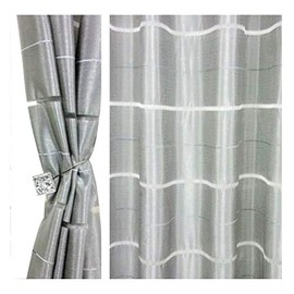 FKL DESIGN Home Deco Curtain with Eyelets - Curtain - Semi-Transparent Eyelet Curtains - Bedroom Living Room Children's Room - Curtains - Soft Falling Curtains - Set of 2 - 145 x 245 cm - Silver Grey