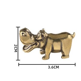 Fenteer Brass Hippo Statue,Mini Sculpture,Animal Figurine Cute Tea Pet for Bookshelf Desktop