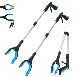 Grabber Reacher Tool -2 Pack 32” Reacher Grabber Tool with Strong Magnetic and Swivel Head - Pick Up Stick Grabbers for Seniors, Trash, Surgery Recovery Must Haves Gifts (Blue)