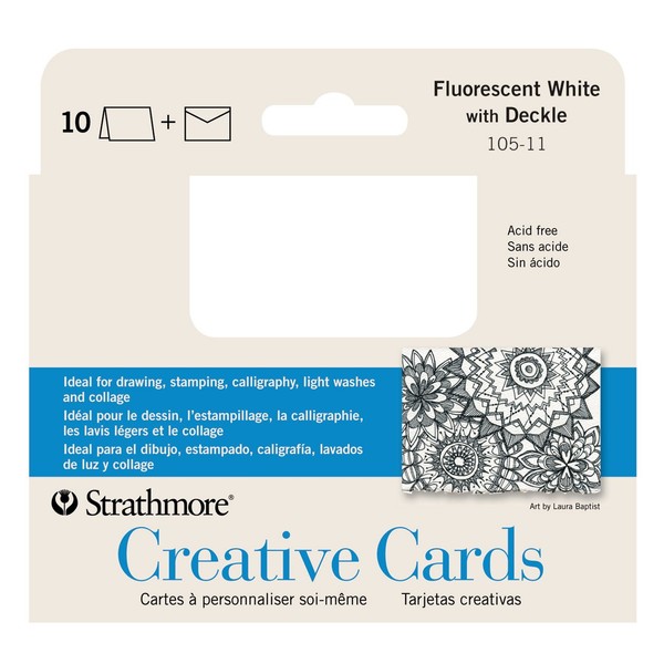Strathmore Announcement Card,Fluor.white / Fluor. White Deckle,3.5x4.875 in