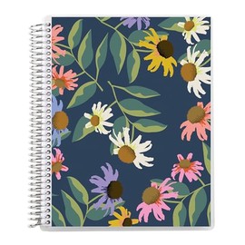 Erin Condren 7” x 9” Lined Spiral Notebook, College-Ruled Layout with 80 Lb. Paper, Daisy Blooms Cover, 160 Lined Notebook Pages, Platinum Coil, Stickers Included