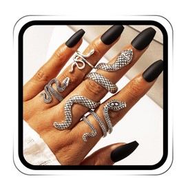 GRAEEN Snake Ring Vintage Snake Knuckle Rings Statement Biker Stackable Ring Reptile Serpent Band Ring Jewelry for Women (Style B)