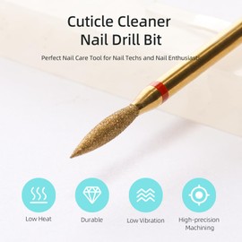 HYTOOS 2mm Long Flame Cuticle Clean Nail Drill Bit, Titanium Series Russian Diamond Nail Bits Professional Safety Under Nail Cleaner for Cuticle Dead Skin, Electric Nails Accessories, Fine