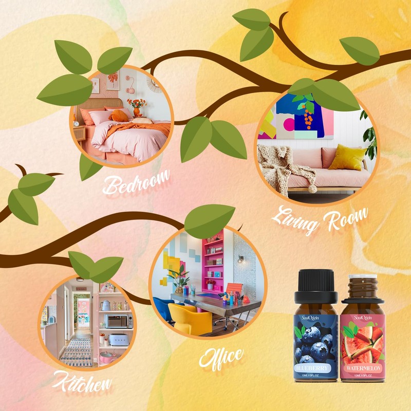 Soulorigin Fruit Essential Oils Set, Fragrance Oil Set for Diffuser,