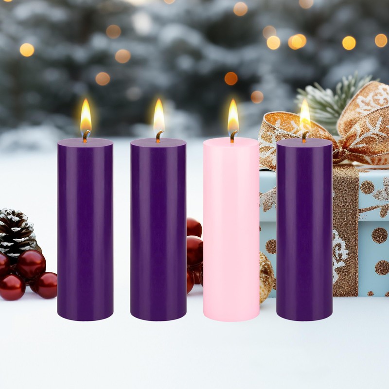 Mega Candles 4 pcs Unscented Christmas Advent Candles Set, Hand