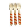Perfect Stix Striped Forks 158 36- Orange Printed Wooden Forks