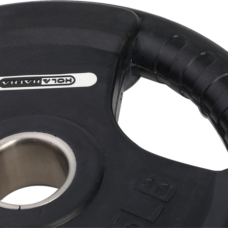 HolaHatha 35-Pound Olympic Rubber Coated Solid Cast Iron Weight Plate