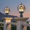 2 Pack Outdoor Globe Lamp Post Light Fixtures, 15.8" Black