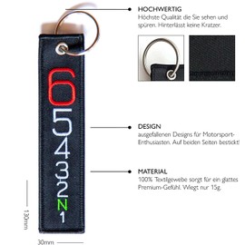 RENEGADE Gear - Motorcycle Fabric Keyring with Keyring - Embroidered with Luminous Thread & Scratch Resistant (130 x 30 mm, Black) Ideal for Your Motorcycle, black