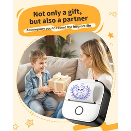 Memoqueen Memoqueen Mini Sticker Printer, T02 Sticker Maker Machine, Blutooth Portable Thermal Printer, Wireless Inkless Printing, for Memo, Study Notes, Work Plans, Compatible with iOS & Android, Black