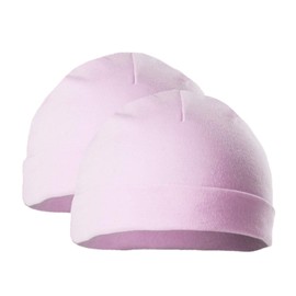 Soft Touch Pack of 2 Baby Hat Baby Boys Girls Cotton Hat Newborn and 0-3 Months Grey, Sky Blue, Pink & White H3 (Pink)