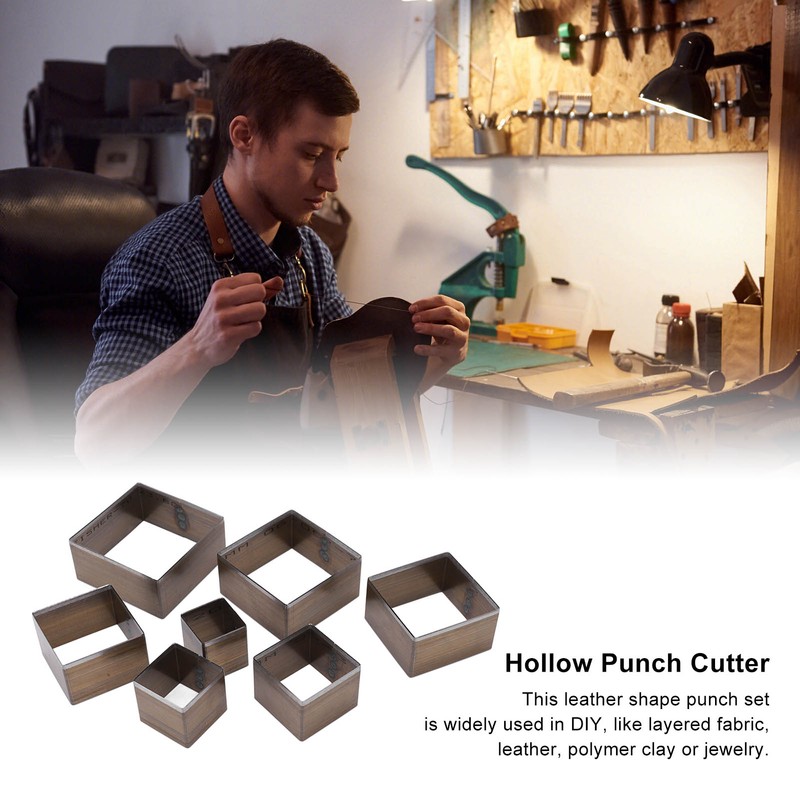 7Pcs Hollow Punch Cutter Squared Design High Carbon Steel Multipurpose