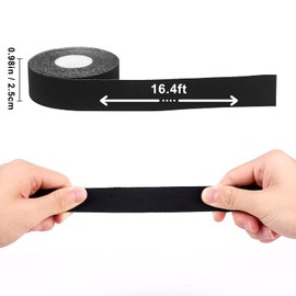 Taping Tape, 8 Rolls, 1.0 x 16.4 ft (2.5 x 5 m), Kinesiology Tape, Supports Muscles and Joints, Breathable, Stretchy, Sweat Resistant (Black)