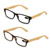 V.W.E. 2 Pairs of Wood Grain Printed Temple Arm Reading