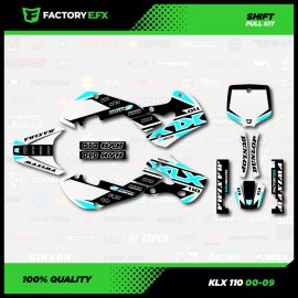 Factory EFX White & Cyan Shift Racing Graphics Kit fits Kawasaki 00-09 Klx110 KLX 110 Decal