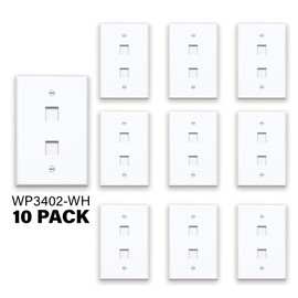 Legrand - OnQ WP3402WH10 High Impact Flame Retardant Plastic Single Gang, 2-Port Keystone Wall Plate, Pack of 10, White