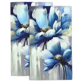 Wotinsi Abstract Floral Hand Towels for Bathroom Set of 2 Modern Art Hand Towels Soft Absorbent Decorative Hand Towels for Bathroom Kitchen Sports Gym Yoga Home Decor 14 x 28 in