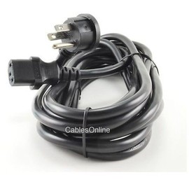 CablesOnline 15ft Flat Plug AC Power Cord, Flat Right-Angle NEMA 5-15P to IEC C13, 16 AWG