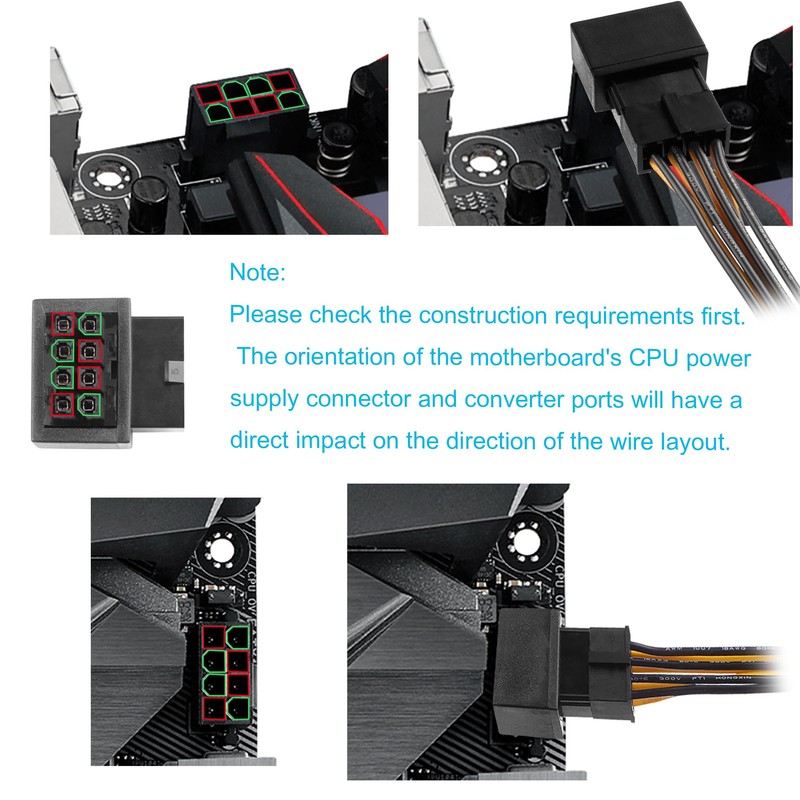 ELFJMZP ATX 8-pin Female to 8-pin Male 90-Degree Angle Connector